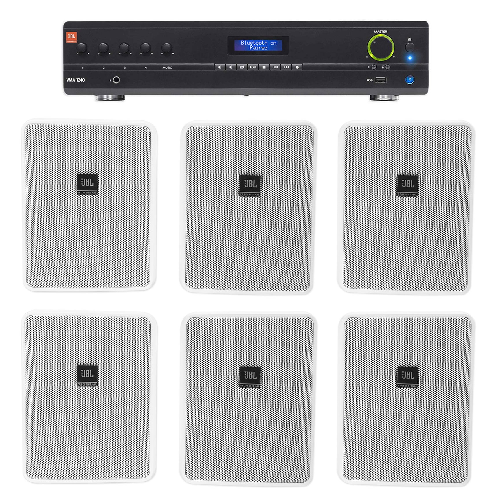 VMA1240 Commercial/Restaurant 240W 70v Amplifier+(6)  5.25" Wall Speakers