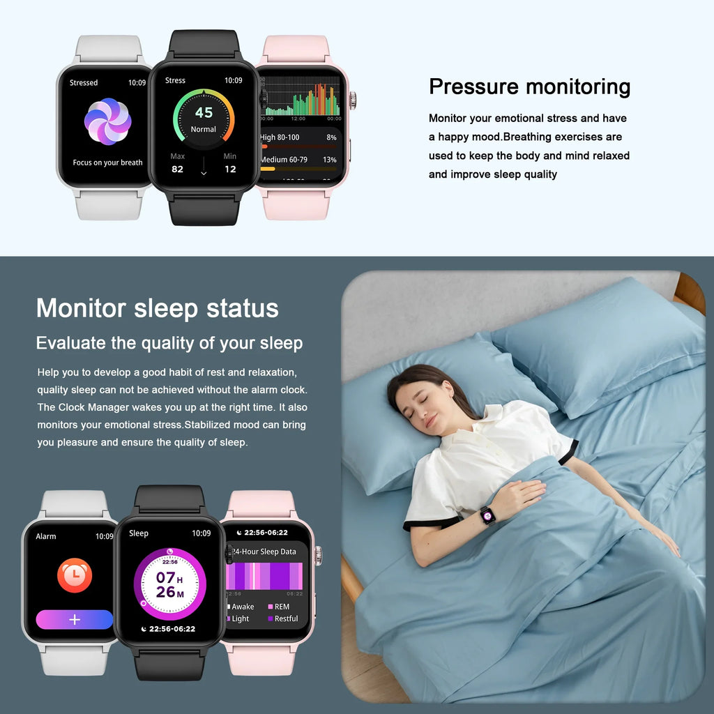 Blackview Smart Watch for Android and iOS, Fitness Tracker with Bluetooth Call, 1.83"  Touch Screen, Waterproof, 4 Mini Games,100+ Sports, Smartwatch with Voice Assistant, Romantic Gifts Set of 2