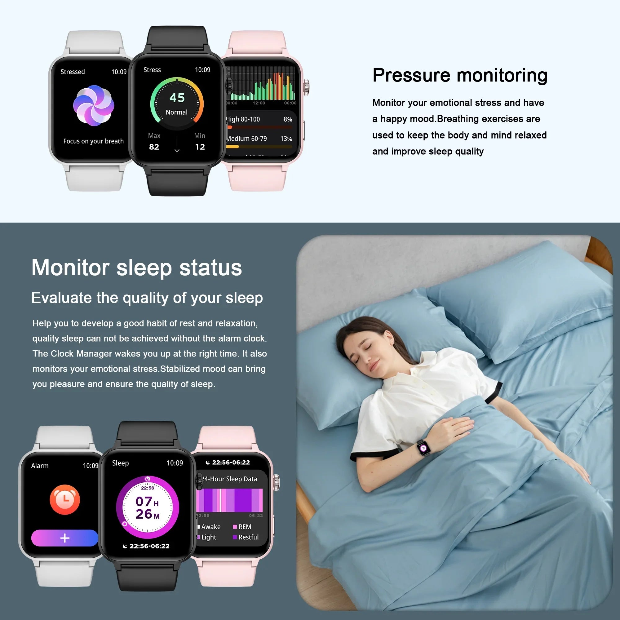 Blackview Smart Watch for Android and iOS, Fitness Tracker with Bluetooth Call, 1.83"  Touch Screen, Waterproof, 4 Mini Games,100+ Sports, Smartwatch with Voice Assistant, Romantic Gifts Set of 2