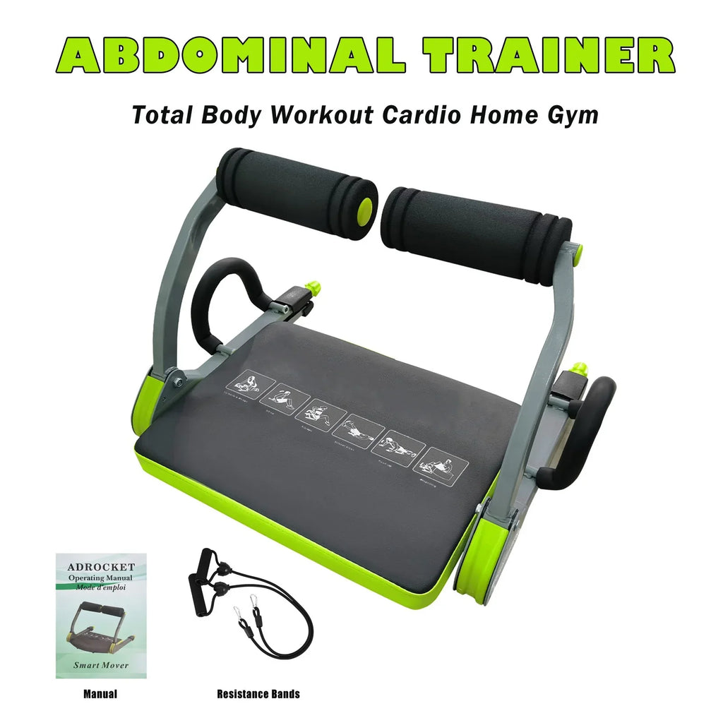 Cardio Home Abdominal Trainers with Resistance Bands and Fitness Guide, Cardio Body Muscle Toning Core Strength Fitness Equipment Muscles Building Exercises