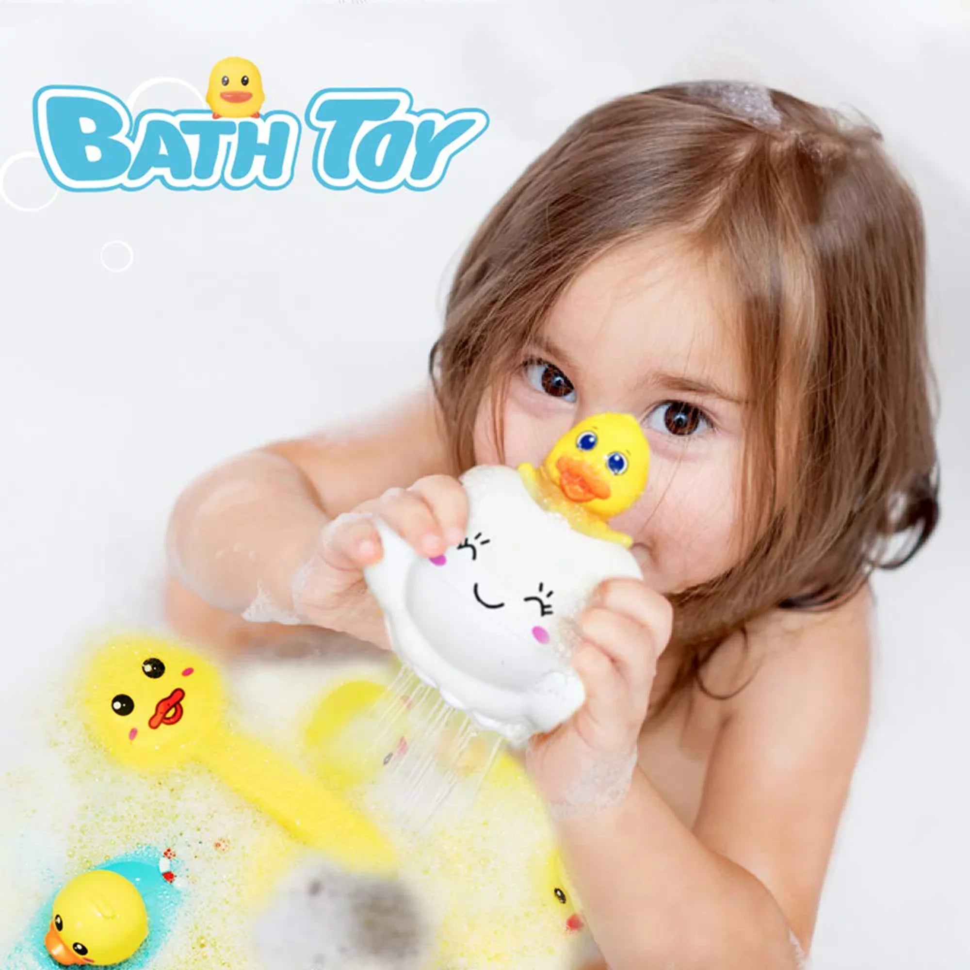 Fun Little Toys 9 Pcs Baby Bath Toys, Duck Spray Water Toy, Bath Squirters, Bath Boat, Fishing Net, Bathtub Toys for Kids, Best Gifts for Kids