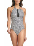 Women's Black Printed Stretch Tummy Control     Full Coverage  Protection One Piece Swimsuit 14