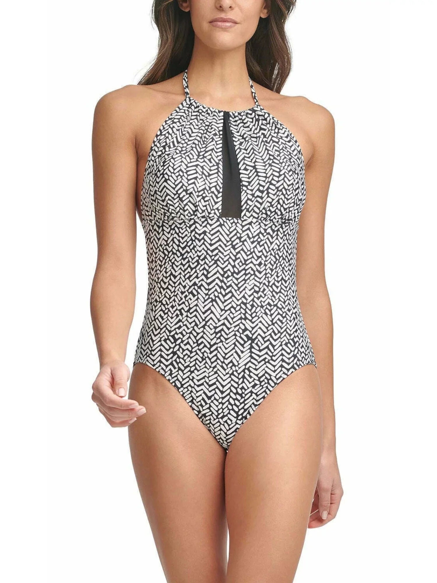 Women's Black Printed Stretch Tummy Control     Full Coverage  Protection One Piece Swimsuit 14