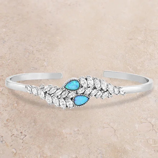 Montana Silversmiths Women's Mystic Falls Opal Crystal Cuff Bracelet Silver One Size