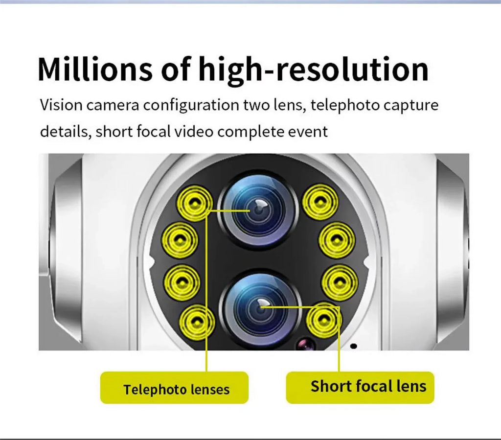 15x Zoom Outdoor Wireless Camera WiFi Surveillance Cameras 1080P Dual Lens Color Night Vision Audio Intercom  Security