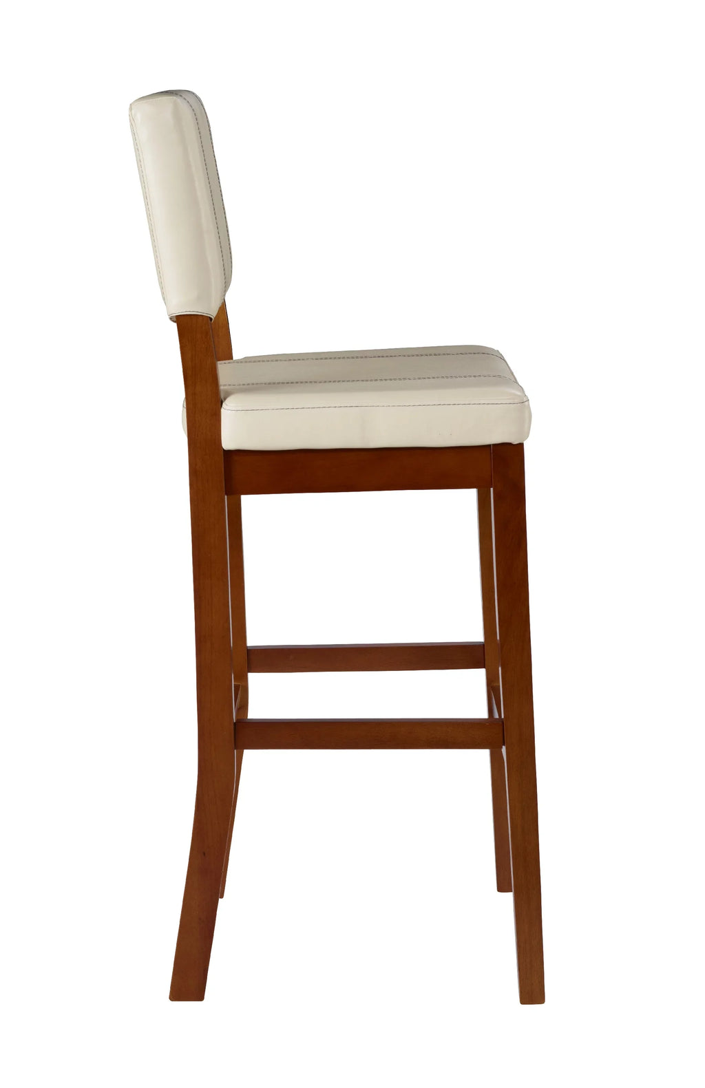Linon Mulberry Padded Bar Stool, 30" Seat Height, Medium Dark Walnut Finish with Cream  Fabric