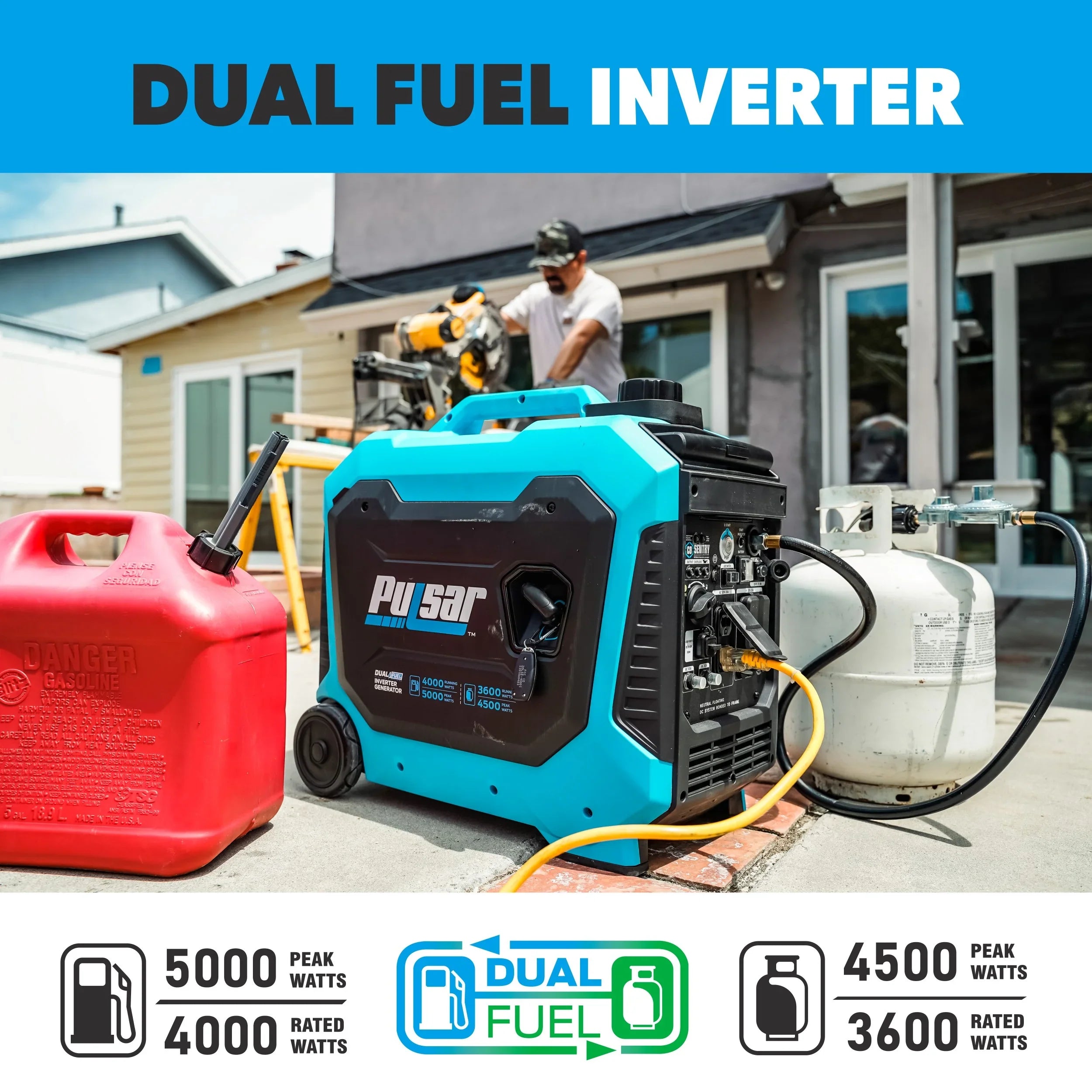 Pulsar 5000-Watt Dual Fuel  Ready Inverter Generator with Remote Start and  Sentry