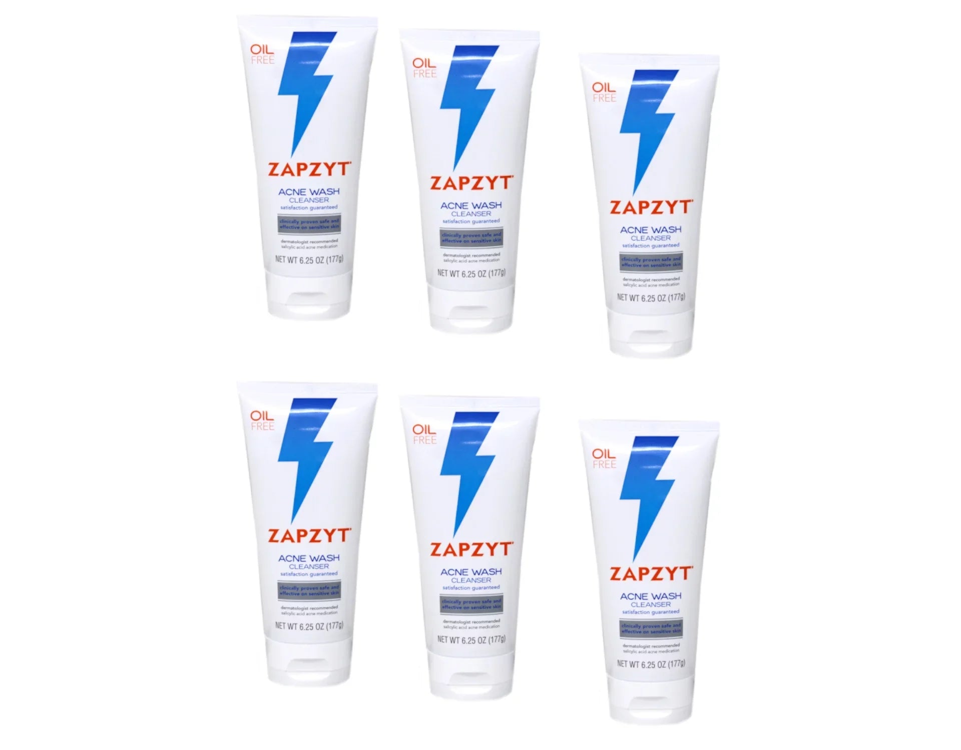 Zapzyt Acne Wash Cleanser Oil Free, 6.25 Oz. - Pack of 6