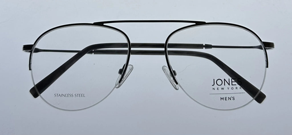 Jones New York Mens Gunmetal Rimless Metal Eyewear Aviator Frame. J359. 53mm