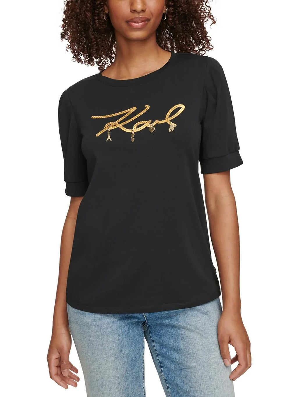 Karl Lagerfeld Paris Womens Logo Cotton Pullover Top