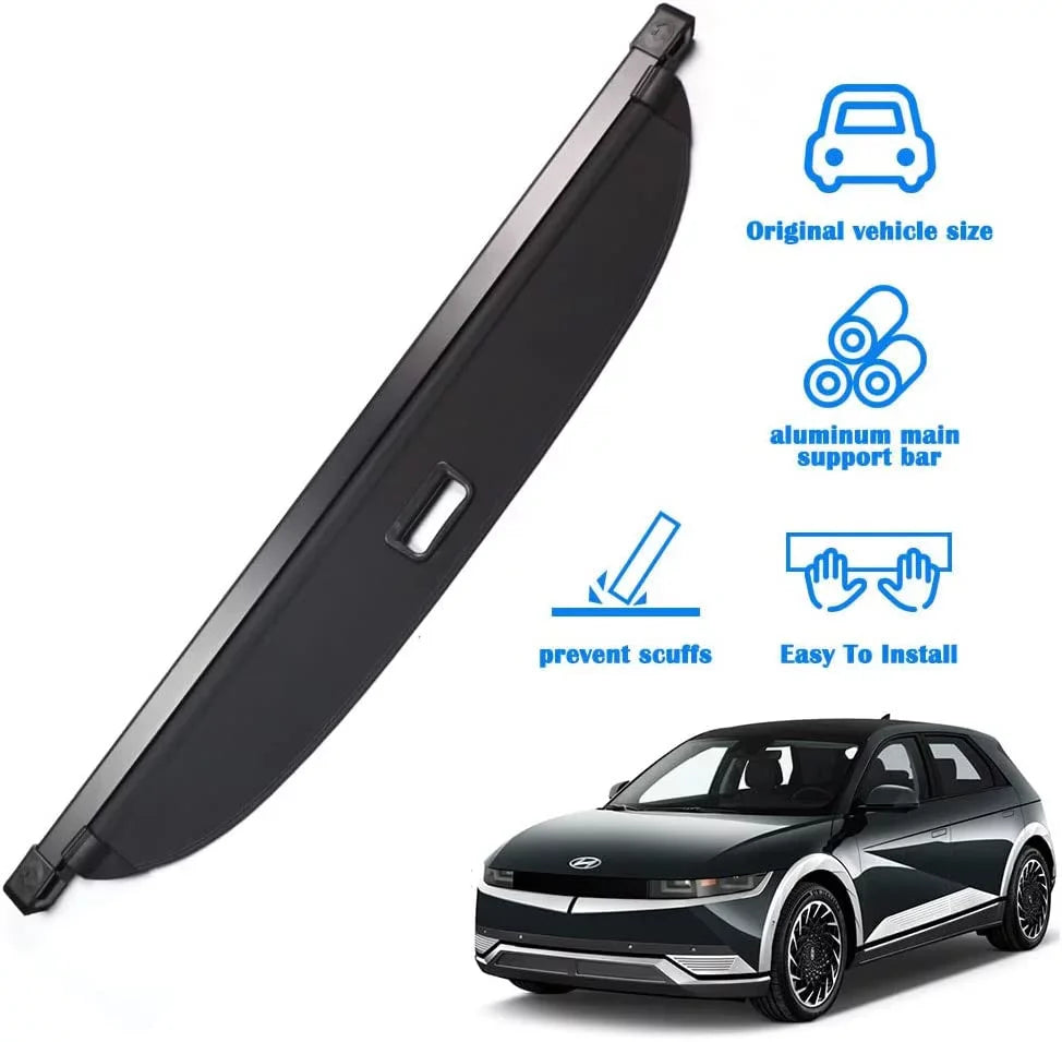 Fit Hyundai Ioniq 5 2022 2023 2024 Cargo Cover  For Hyundai Ioniq 5 2022-2024 5-Seat  Accessory Retractable Black Rear Trunk Privacy Shade Shield Cover
