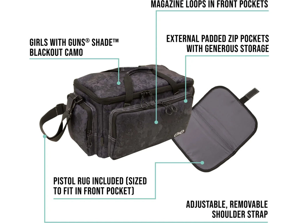 Girls With Guns Midnight Range Bag, Black/Shade Blackout Camo