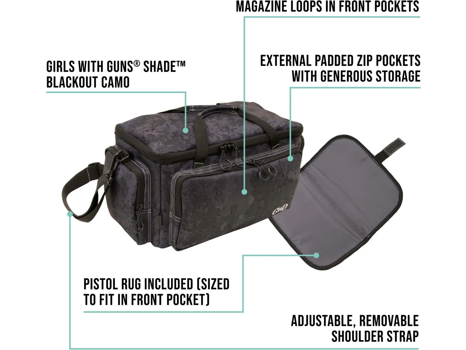 Girls With Guns Midnight Range Bag, Black/Shade Blackout Camo