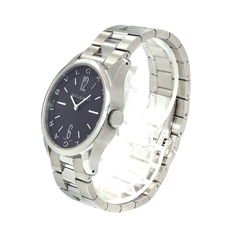 Pre-Owned Bulgari  Solotempo ST37S Men's Watch Black Dial Quartz (Good)