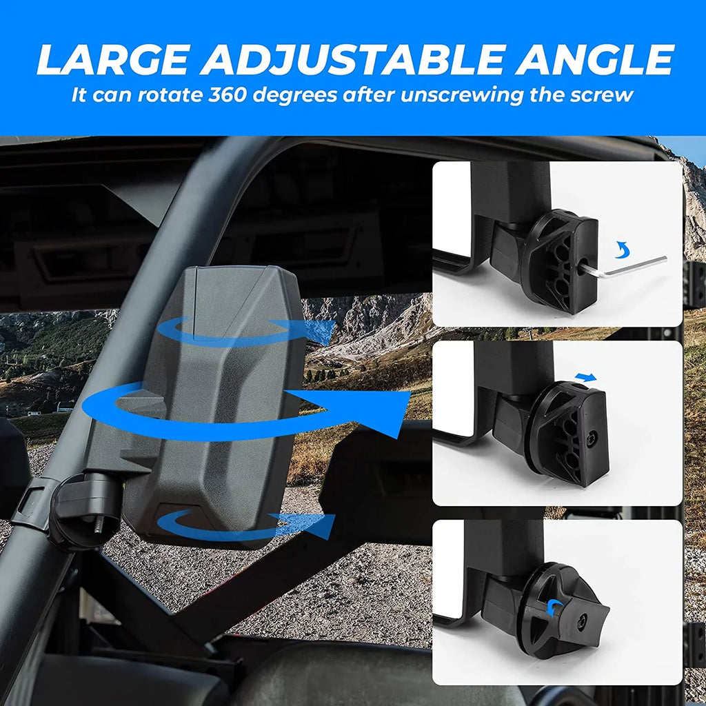 Kemimoto Side Mirrors,Wider  Side Mirrors Rear View Mirrors Compatible with Polaris Ranger  1000 900 570 General 1000 Can-Am Defender Maverick Trail for Pro-Fit (Not Door)