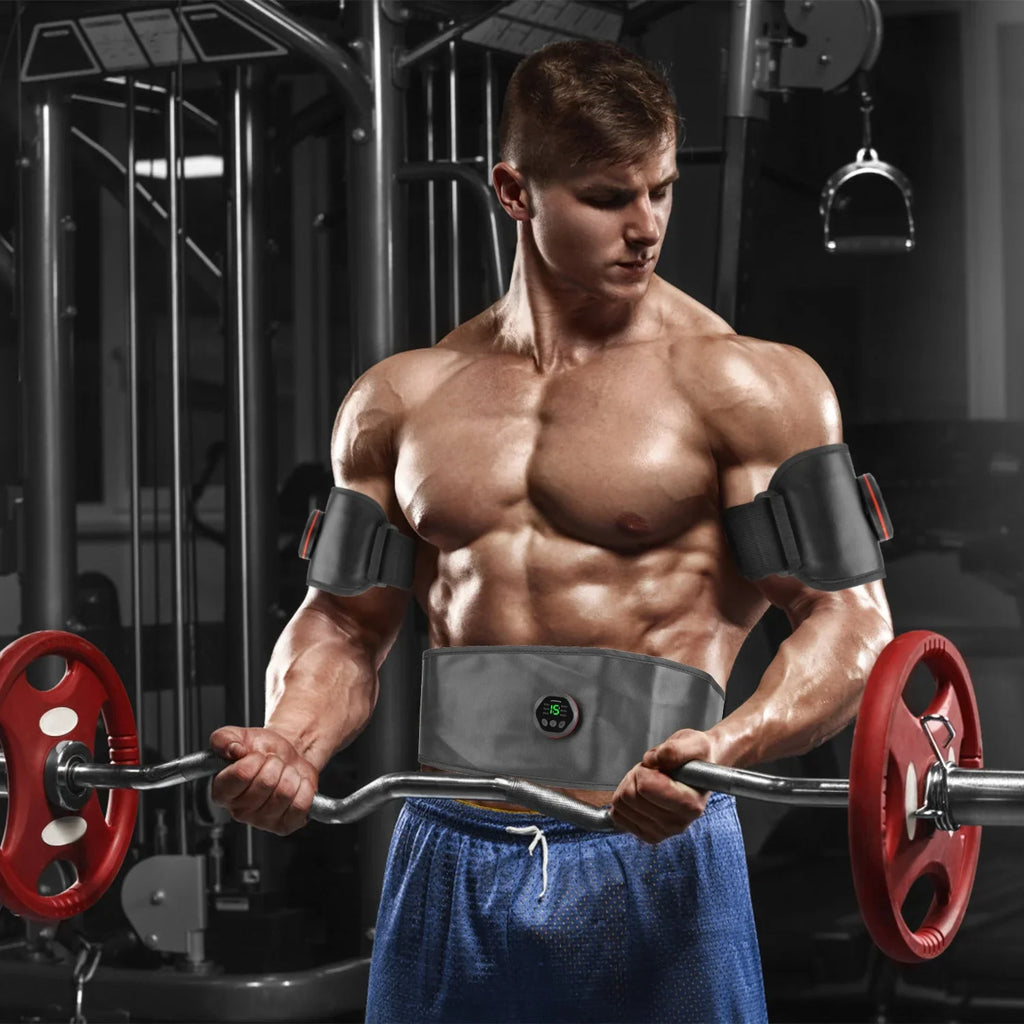 iMounTEK Muscle Stimulator Workout Equipment Abdominal Toning Belt  Training Fitness Equipment Waist Trimmer Belt, 6 Modes, 18 Intensity Levels, Home Office Equipment