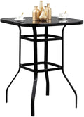 Marlowe Squire Shape Bistro Glass Bar Metal Finish Porch Table