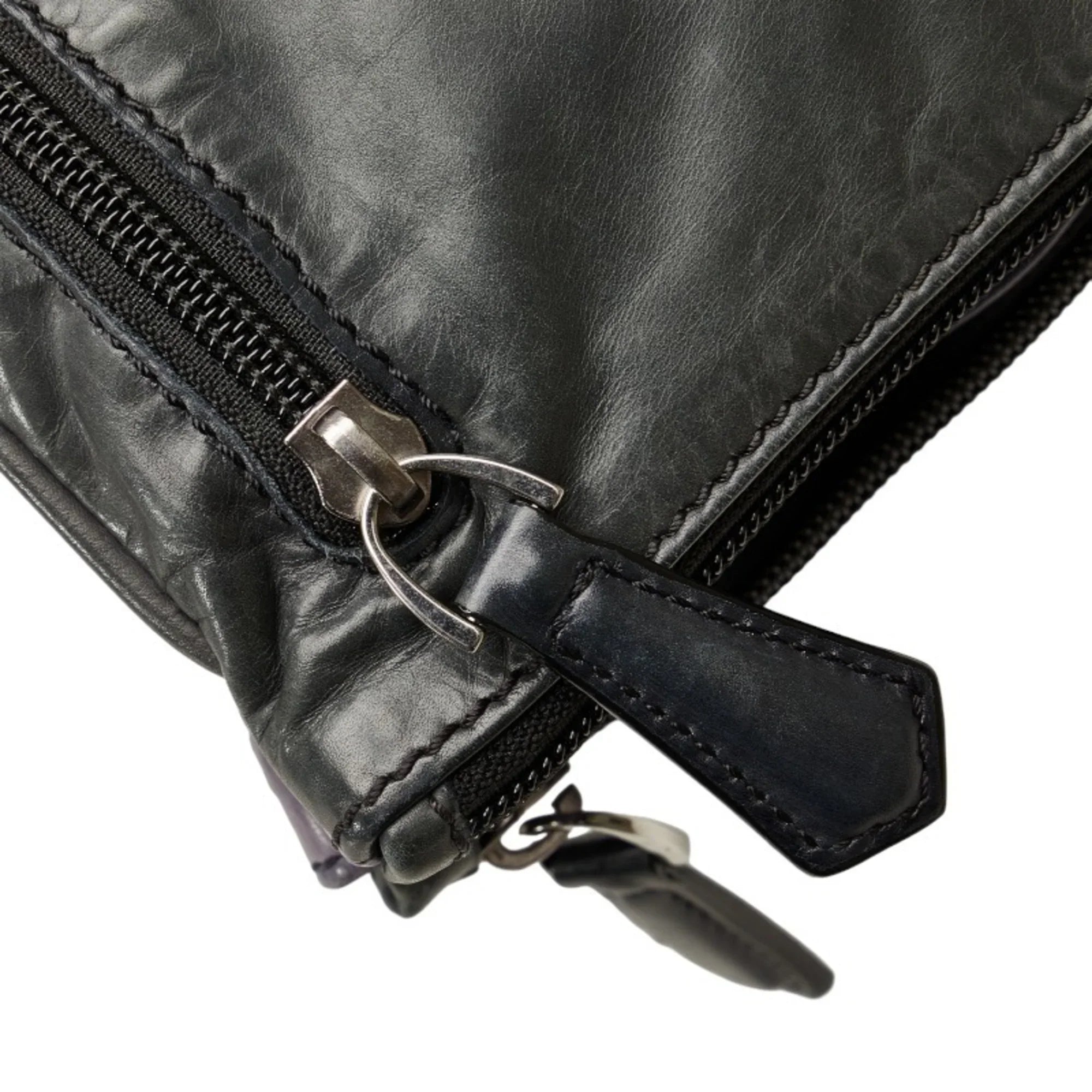 Pre-Owned Berluti Second Bag Clutch Gray Purple Leather Men's (Good)