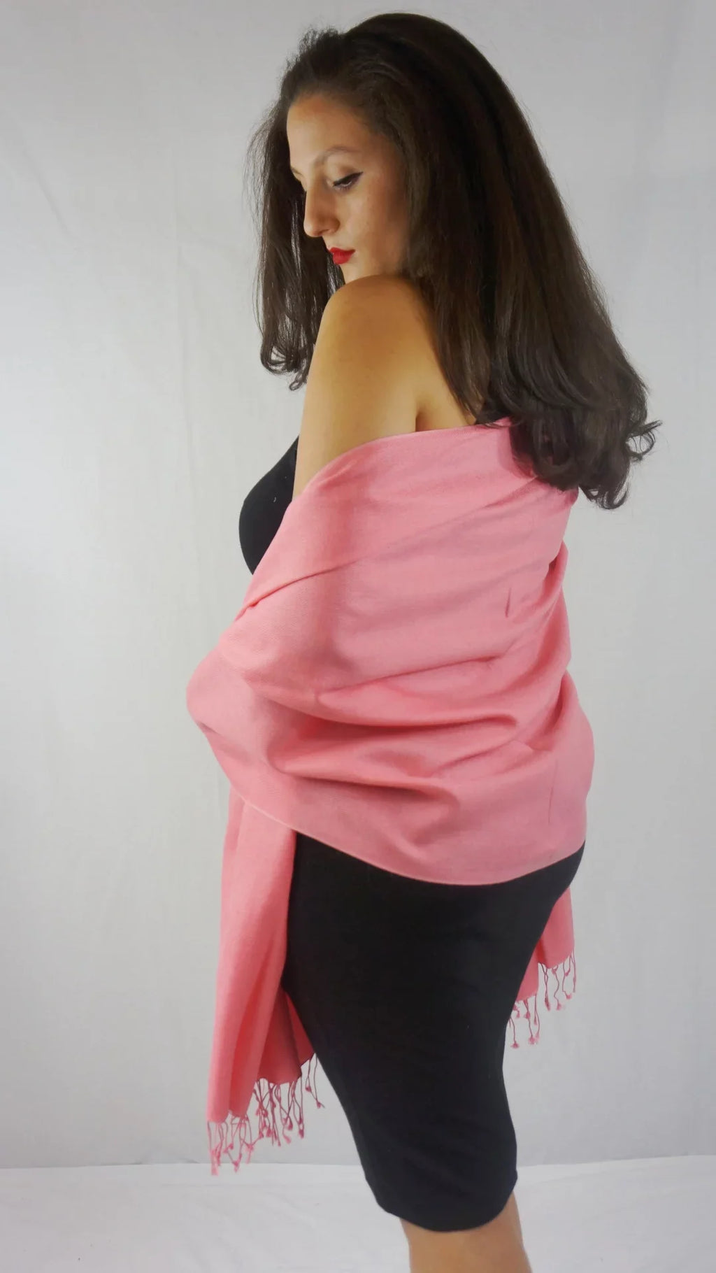 Scarf/Scarves/Shawl/Shawls/Stole/Wrap/Pashmina Scarf/Pashmina Shawl/Cashmere/Cashmere Scarf/Wool/Silk (Light Coral)
