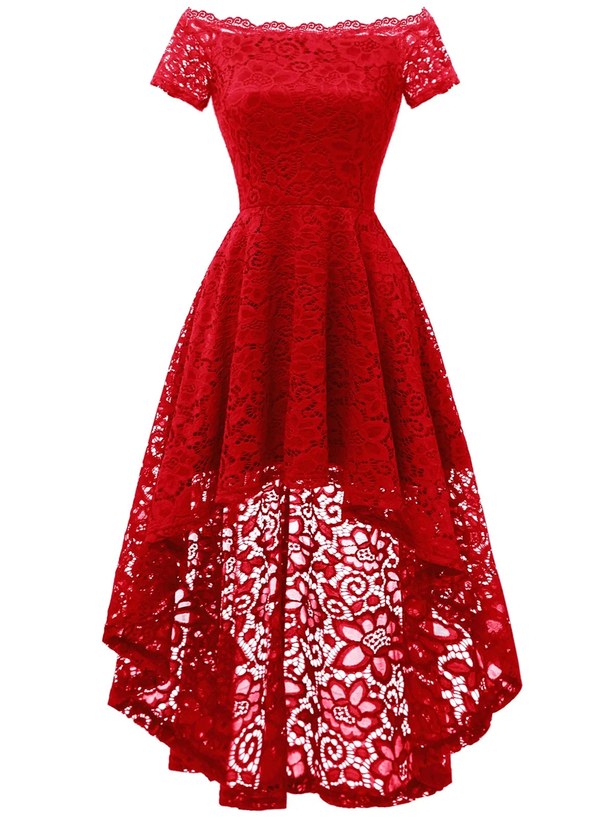 Dressystar Women Lace Bridesmaid Dress Female Knee-Length Hi-Lo Cocktail Party Dress