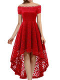 Dressystar Women Lace Bridesmaid Dress Female Knee-Length Hi-Lo Cocktail Party Dress
