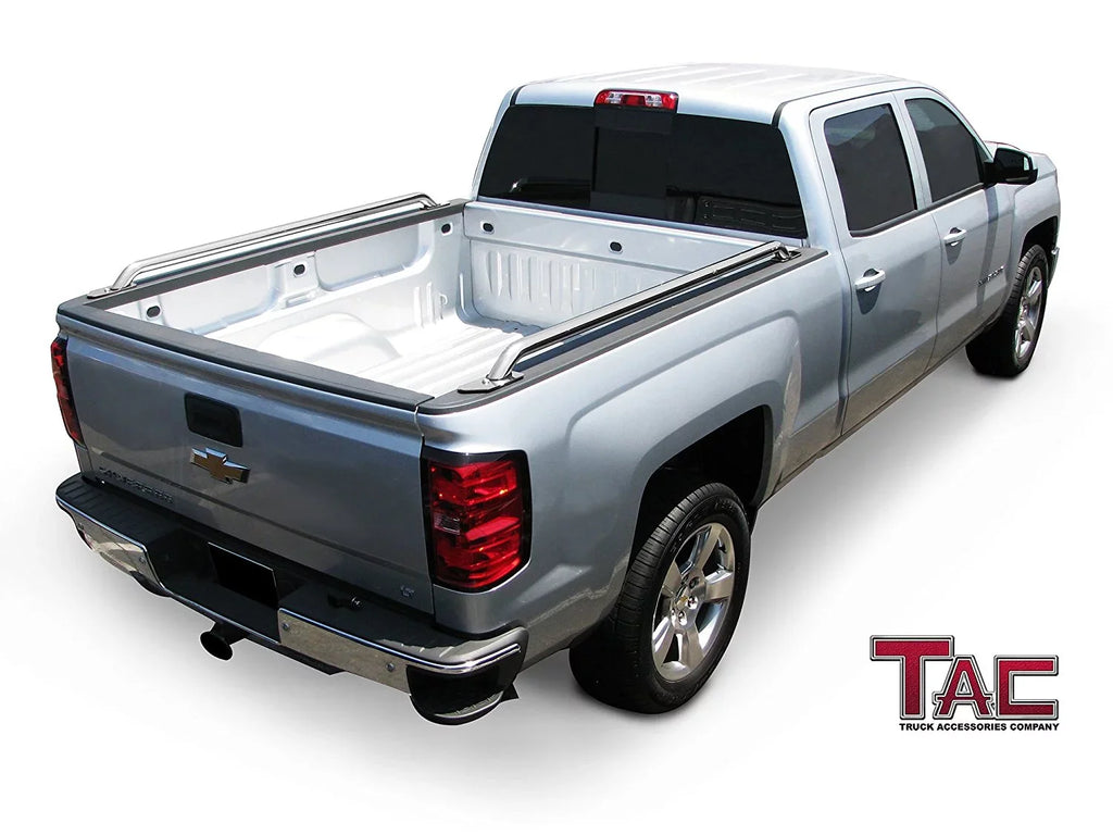 Bed Rails Fit 2014-2024 Chevy Silverado/ Sierra 1500 6.5ft Standard Bed(Excl. Denali CarbonPro Editions) 304 Stainless Steel Truck Side Rails Accessories 2pcs