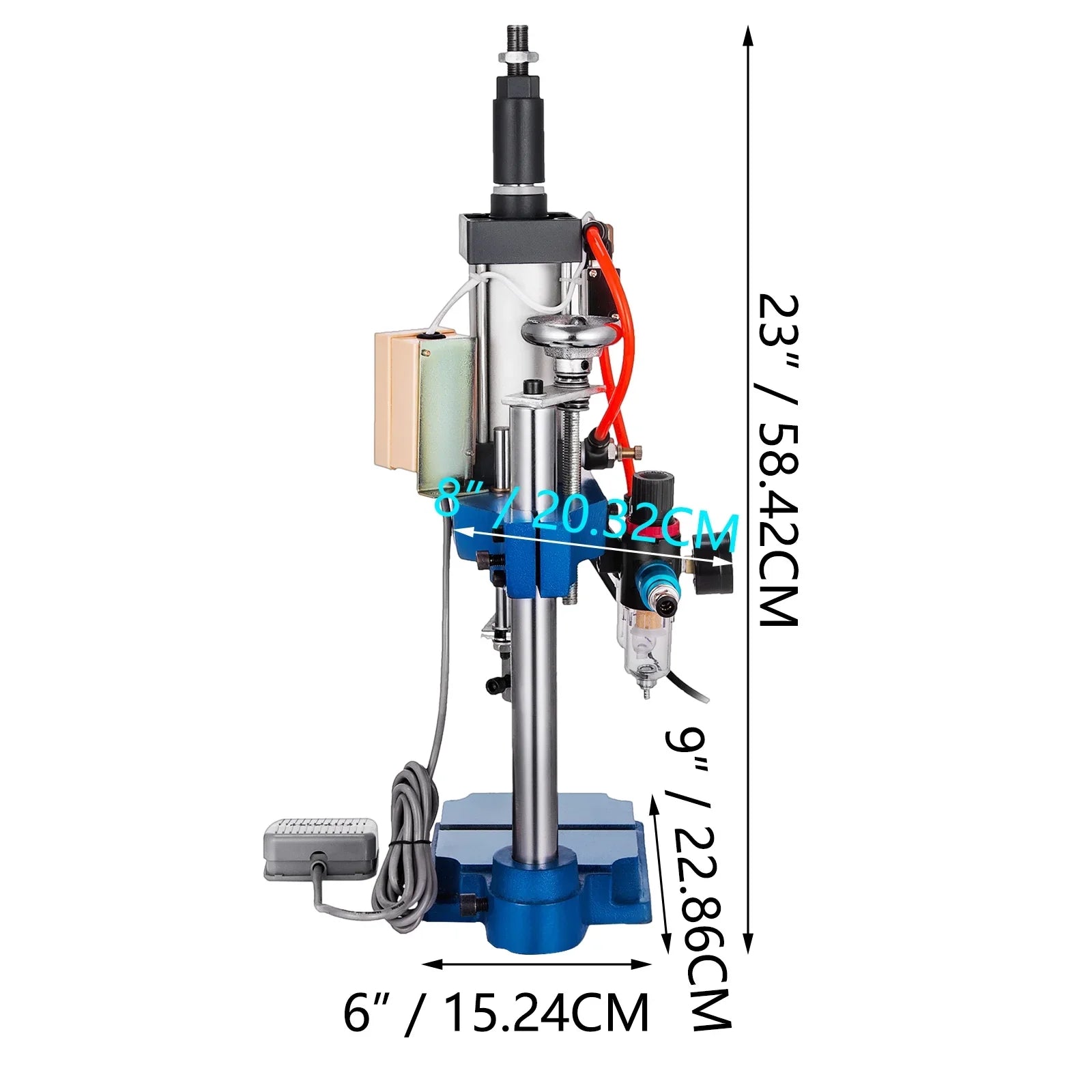 Pneumatic Punch Press Machine 440LB/200KG Pressure, Desktop Punching Press Machine 110V ,Cylinder Stroke Pneumatic Press 0.4-0.7 Mpa Operation Pressure