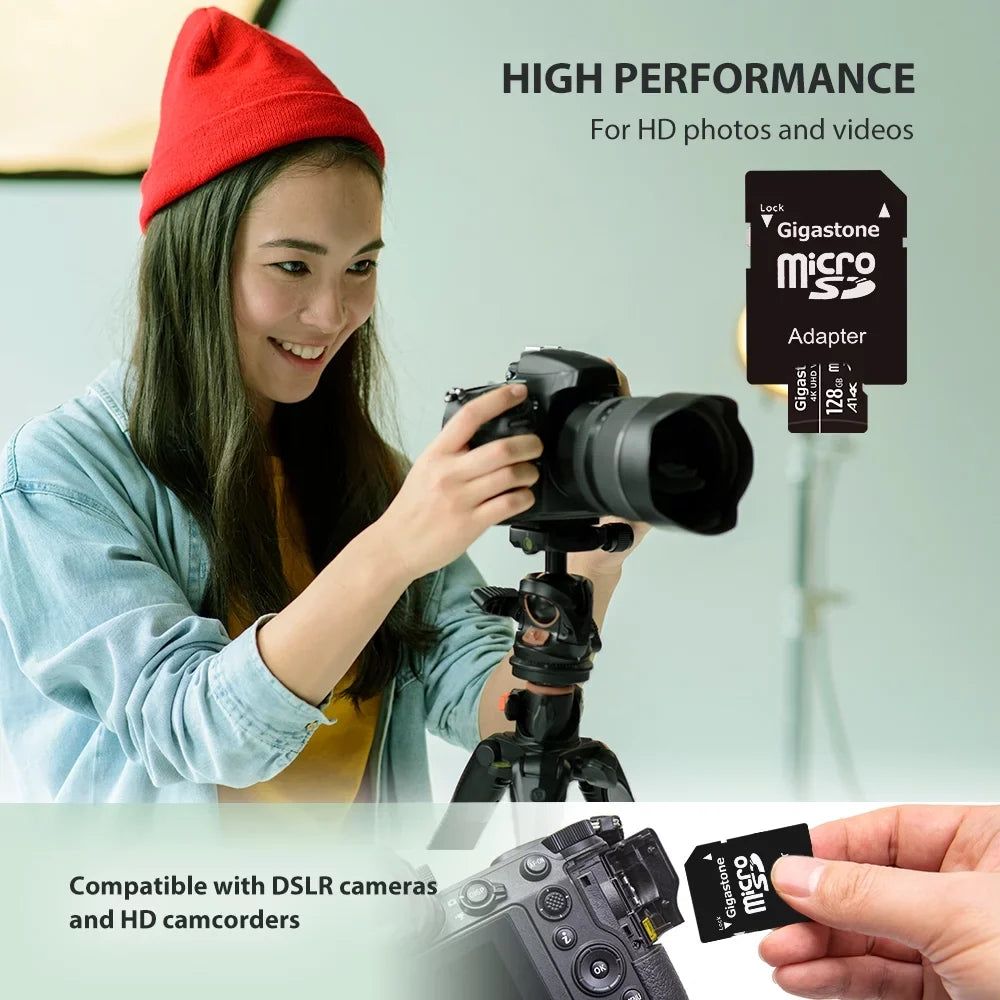 Gigastone 128GB Micro  Card, 4K  Video, A1 Class 10, Surveillance Security Cam Action Camera Drone Professional, Dash Cams, 5 Pack (5x128GB)