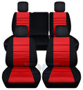 T259-Designcovers Fits 2011-2012 Jeep Wrangler  4-Door Cotton Seat Covers:Black and Red - Front & Rear Split Bench