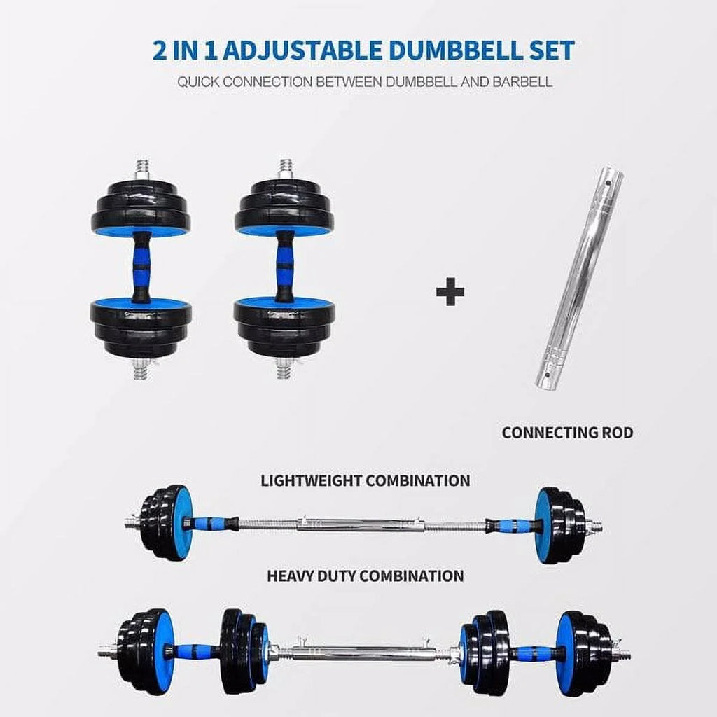 Fithood Adjustable Weights Dumbbells Set of 2, 44Lbs 2 in 1 Exercise & Fitness Dumbbells Barbell Set for Men Women