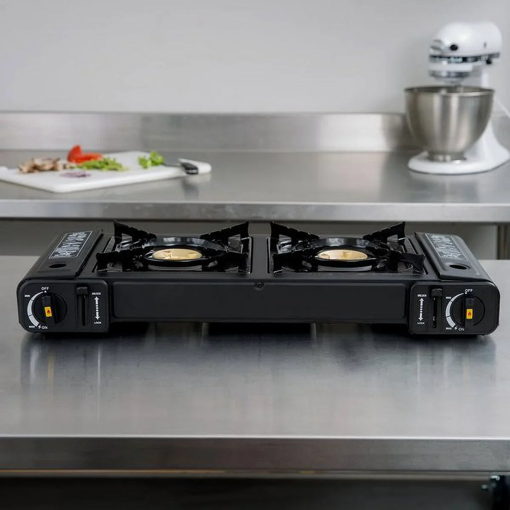 2-Burner High Performance Butane Countertop Range / Portable Stove with Brass Burners