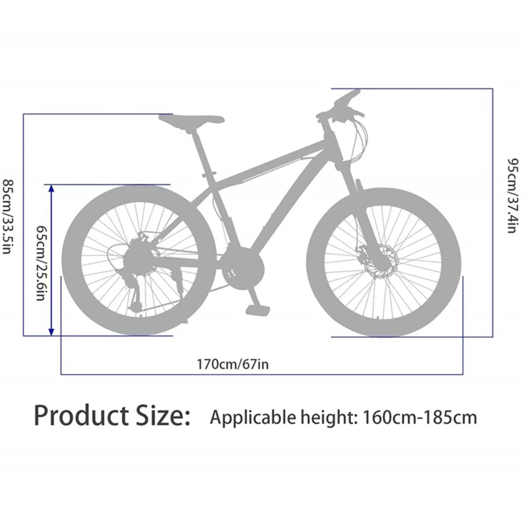 Dinling Mountain Bike, 26-inch wheel, 21 speeds Hybrid Road Bicycle, Black-White