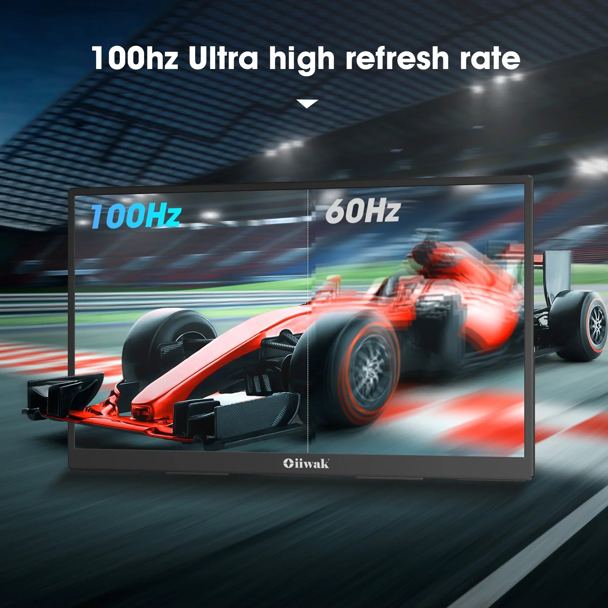 Oiiwak 18.5 inch Large Portable Monitor,100HZ Second Screen Extender for Laptop, 100% sRGB 1080P   Frameless Travel Gaming Monitor, Dual Speakers, 180° Foldable Stand &
