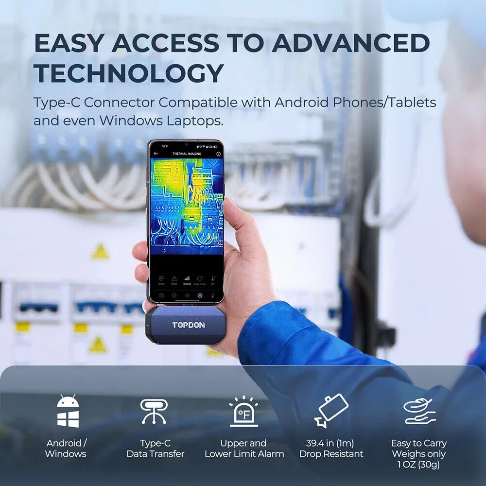 TC001 Thermal Imaging Camera, 256x192  High Resolution, Optimized Temperature Accuracy for , Smartphones & Tablets