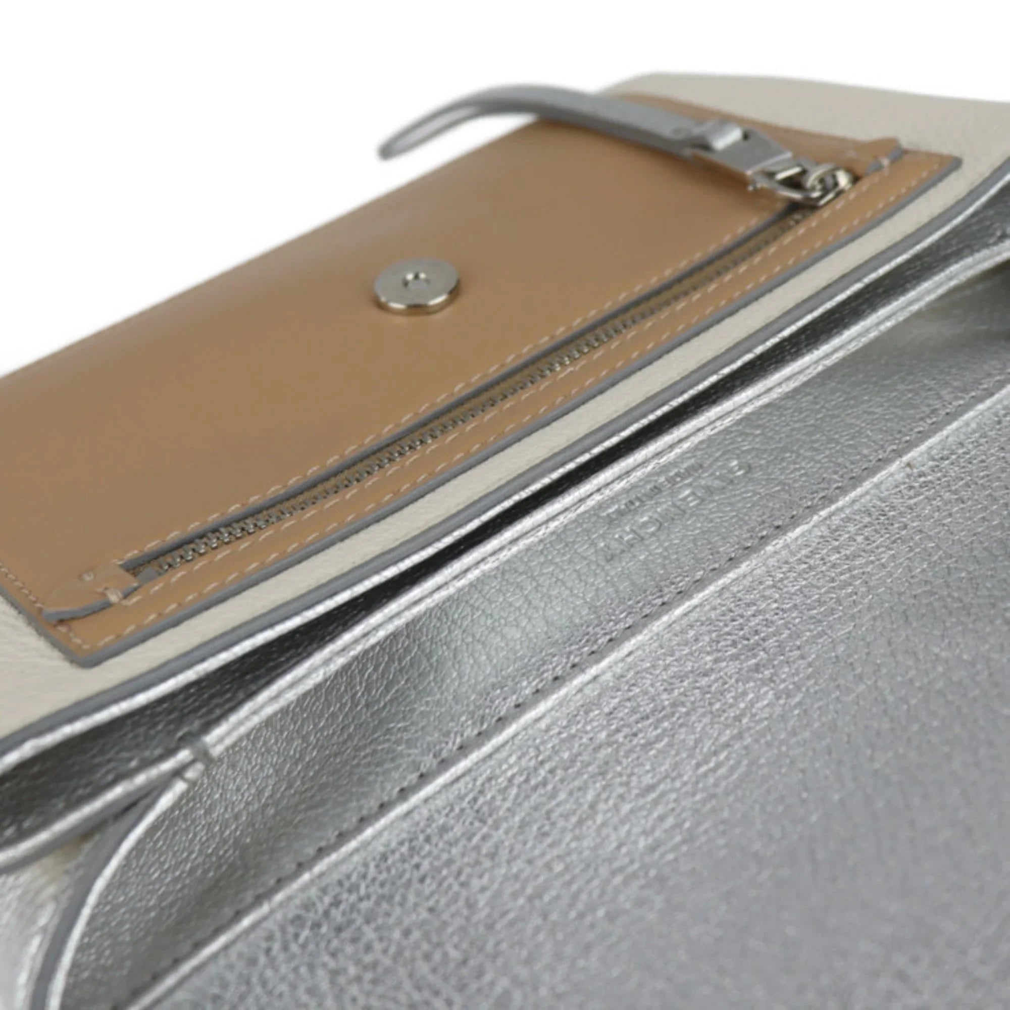 Pre-Owned Givenchy Duet shoulder bag BB500VB01C leather silver ivory brown (Good)