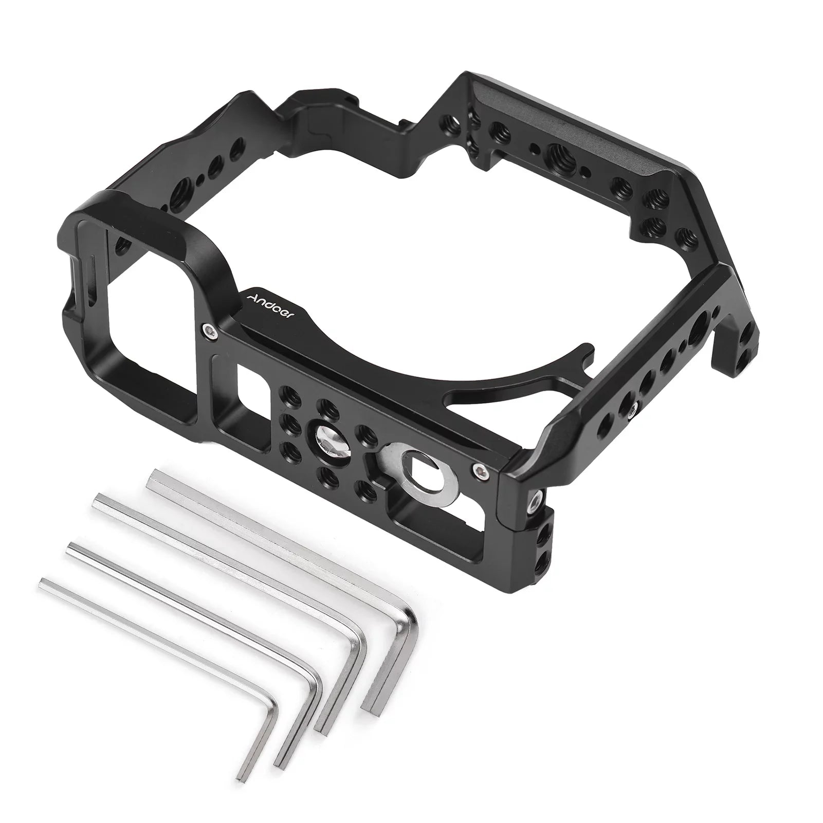 Camera Cage, Aluminum Alloy Video Cage with Cold Shoe Mounts, Numerous 1/4 Inch Screw Holes, Sony A7IV/A7M4//A7R4/A7S3
