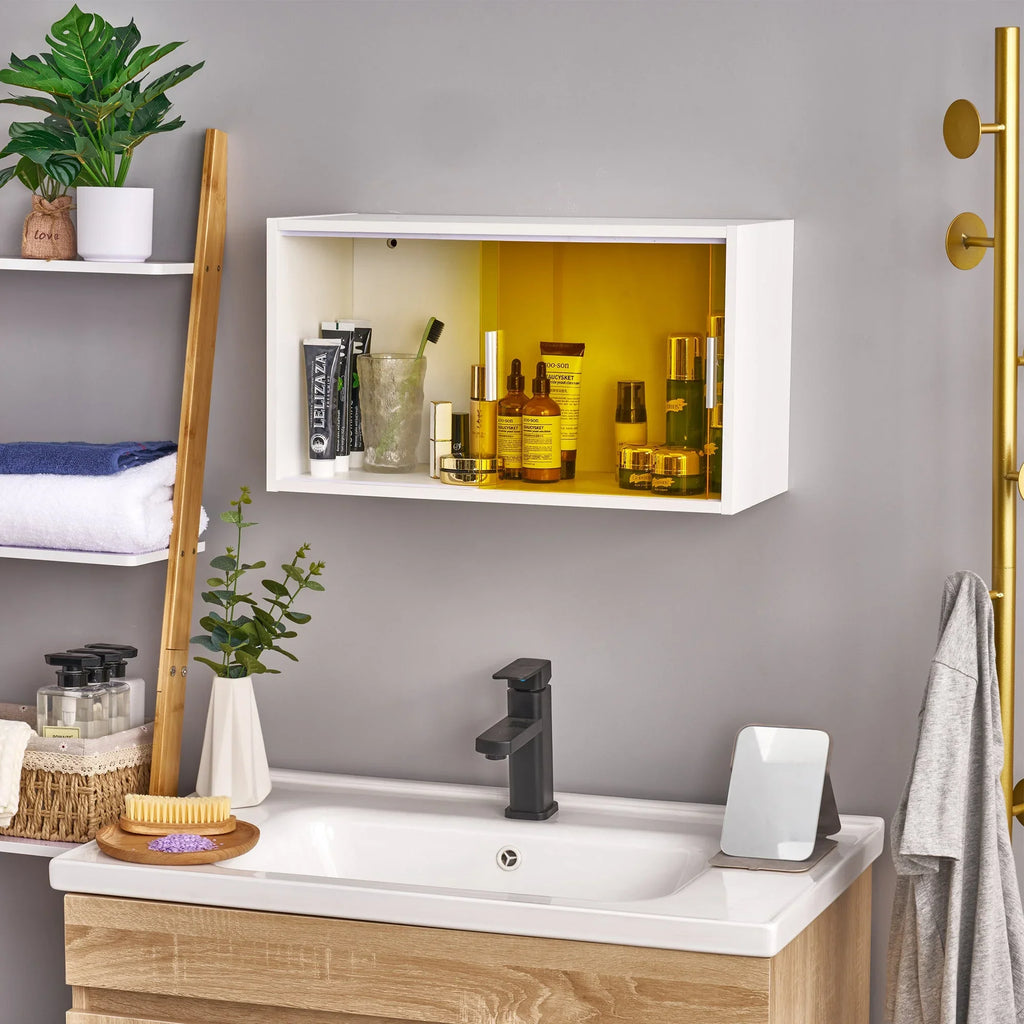 Bathroom Cabinet Wall Mounted, Multipurpose Storage Cabinet with Acrylic Sliding Doors for Bathroom Kitchen Living Room, White