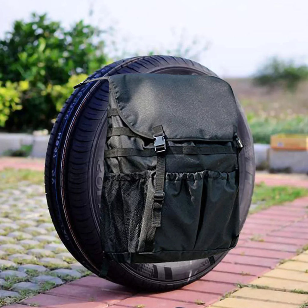 Multi-Pocket Spare Tire Trash Bag - Car Backpack Cargo Storage and Gear Organizer for Camping and Off-Road Travel
