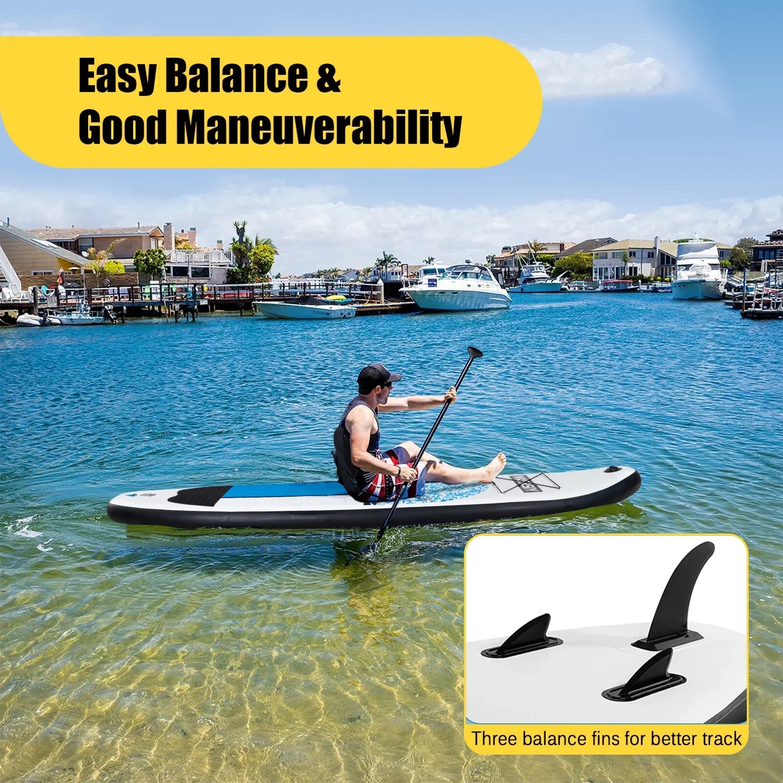 Inflatable Stand Up Paddle Board Non-Slip  for All Skill Levels Surf Board with Air Pump Carry Bag Leash Standing Boat for Youth & Adult