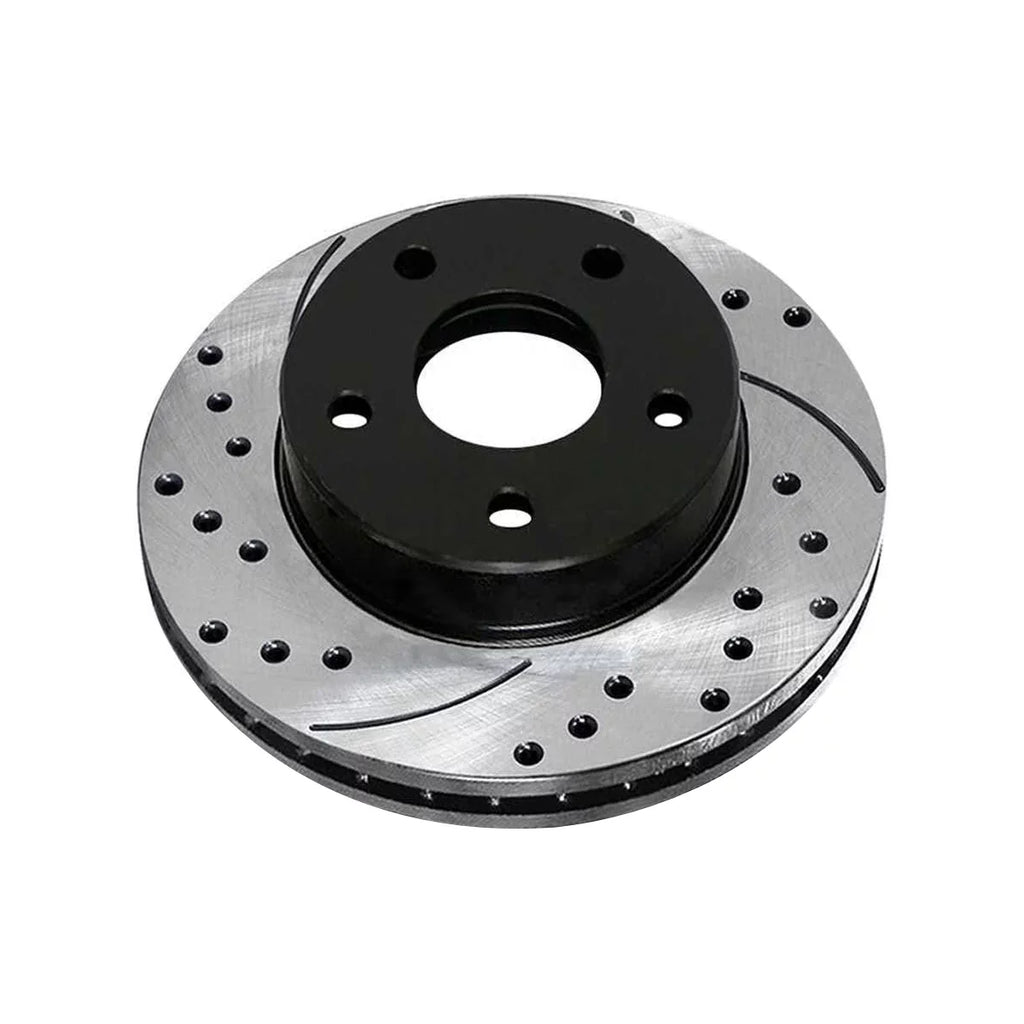 AutoShack Front Drilled Slotted Brake Rotors Black Pair of 2 Driver and Passenger Side Replacement for 2007-2010 2011 2012 Dodge Caliber 2008-2017 Mitsubishi Lancer 1.8L 2.0L 2.4L   PR63039LR