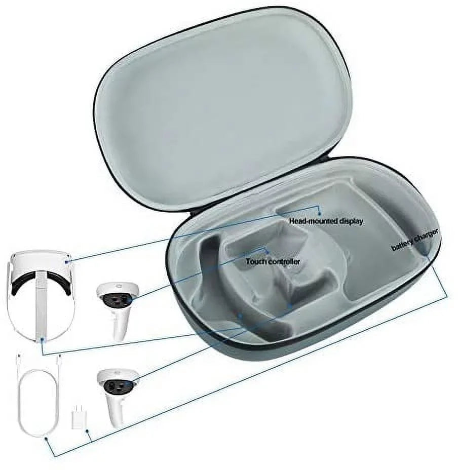 Meta Oculus Quest 2 All-In-One  Headset, Touch Controllers, 256GB , 1832x1920 up to 90 Hz Refresh Rate , 3D Audio, Mytrix Head Strap, Carrying Case, Earphone, Futuristic Space Purple Stickers