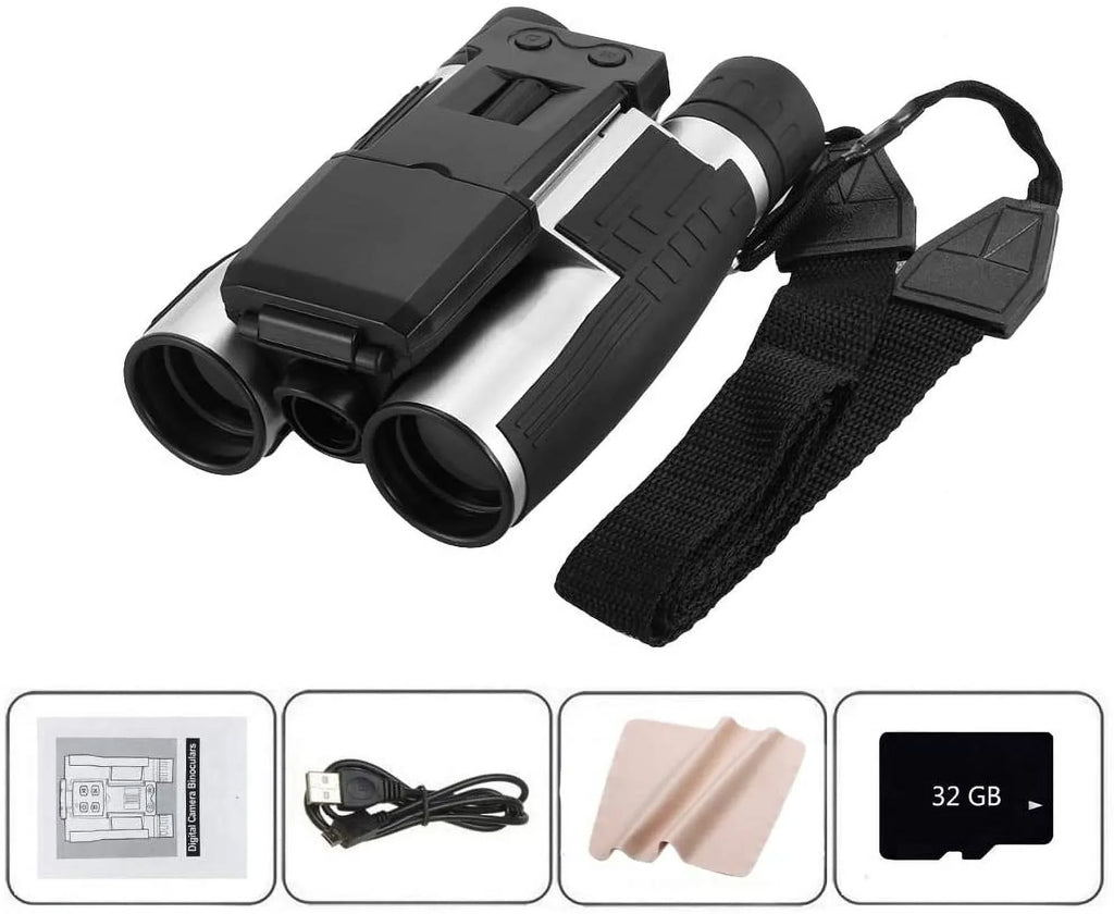 Camonity 5M 2"  32GB Digital Camera with Binocular 12X Zoom Video Photo Recorder Camcorder for Bird Watching Football Game Concert