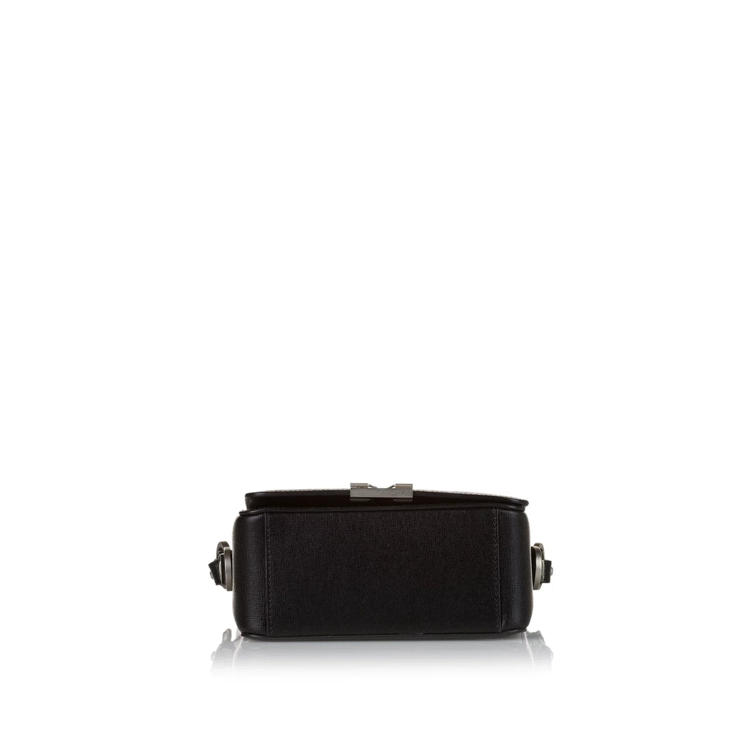 Pre-Owned Authenticated Off-White Binder Clip Crossbody Bag Calf Leather Black Unisex (Good)