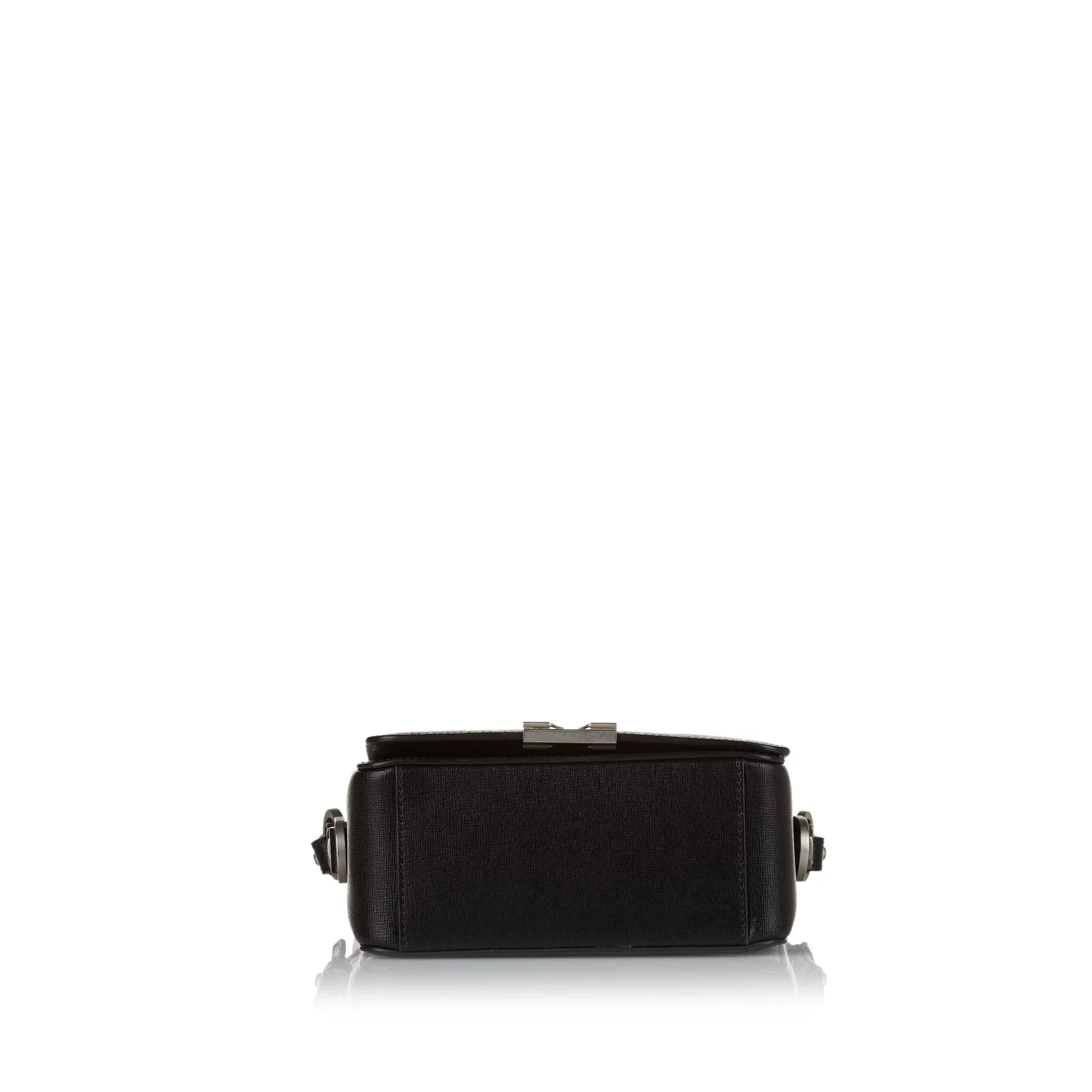 Pre-Owned Authenticated Off-White Binder Clip Crossbody Bag Calf Leather Black Unisex (Good)
