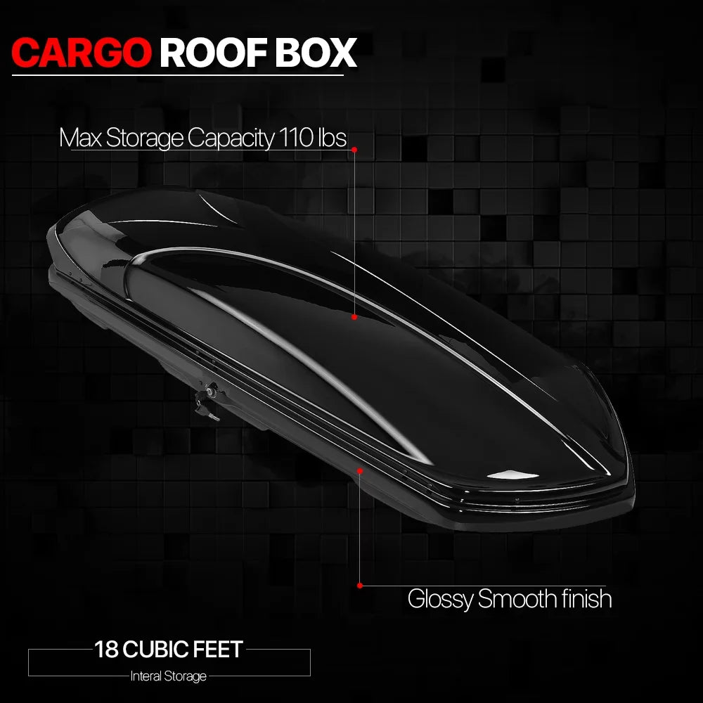 80"x30"x13" Glossy Cargo Top Carrier Luggage Rooftop Mount Storage Box w/Lock