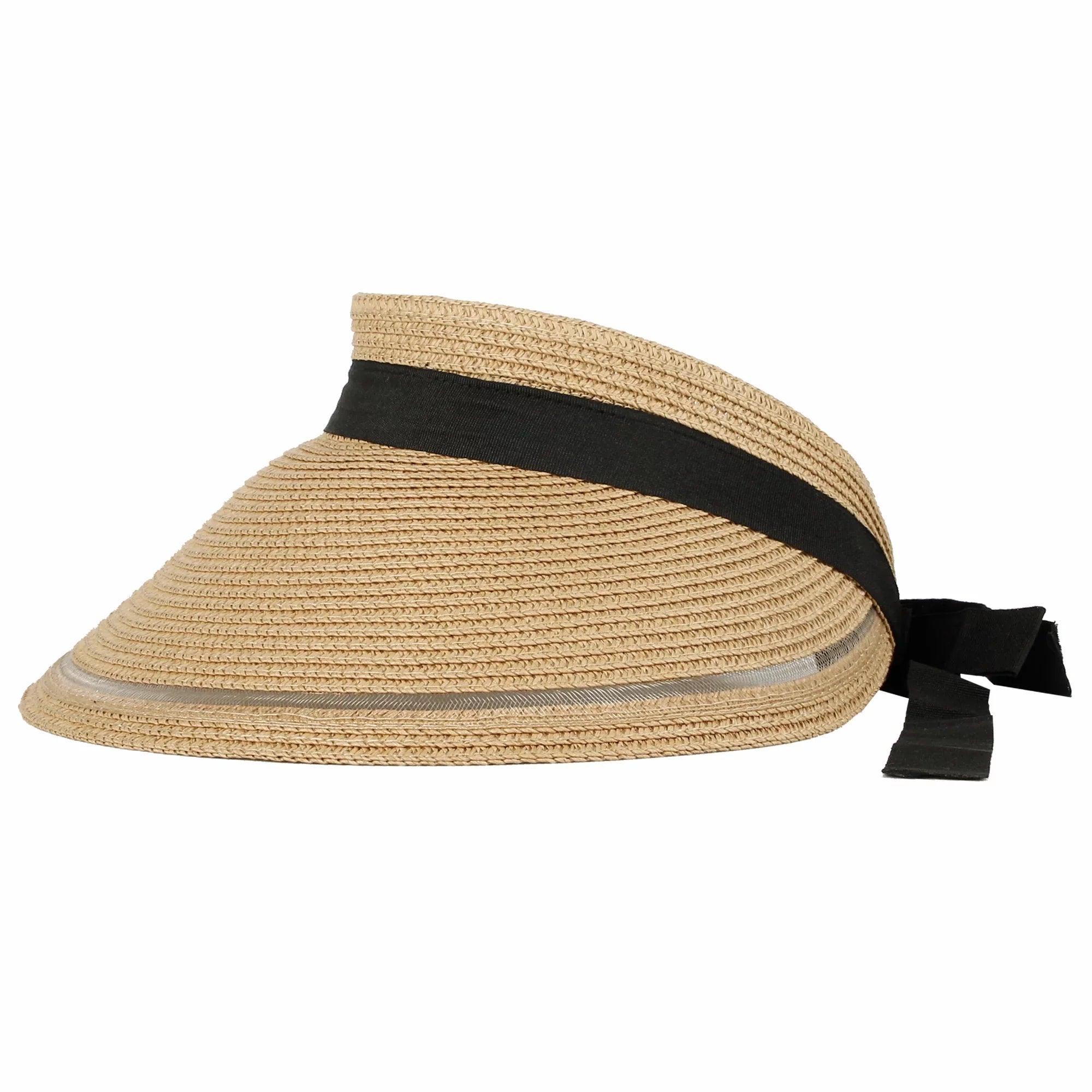 Womens Wide Brim Packable Sun Visor Summer Beach Hat SLV1280 (Beige)