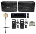 2) Rockville KPS80 8" Karaoke Speakers+Bluetooth Amplifier+2) Mics+Tablet Stand + Rockville R14GSBR100 Red/Blk 14 Gauge 100' Ft. Mini Spool Car Audio Speaker Wire