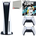 Sony Playstation 5 Disc Version (Sony PS5 Disc) with White Extra Controller,  The Show 21 and Microfiber Cleaning Cloth Bundle