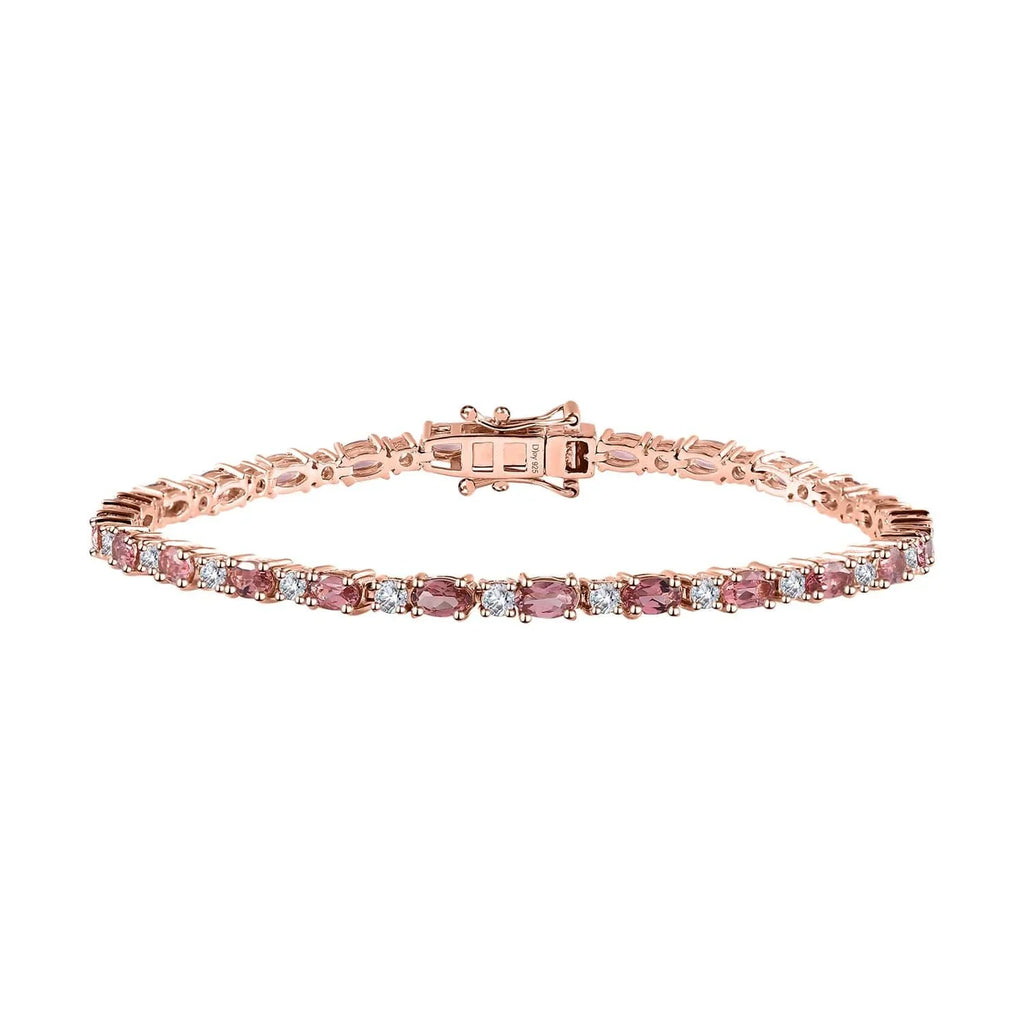 Shop  Tourmaline Moissanite Oval 925 Sterling Silver Vermeil Rose Gold Plated Bracelet Jewelry Size 8" Ct 5.74 Birthday Mothers Day Gifts for Mom