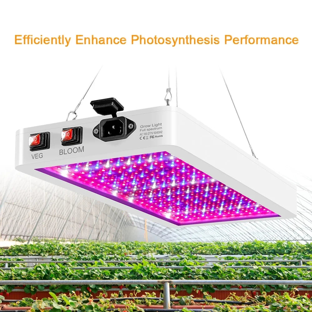 2000W Grow for Indoor Plants 312 LEDs Full Spectrum Veg and Bloom Dual Switch IP65 Waterproof Hanging Plant Growing Lamps for Seedlings Flowers Greenhouse